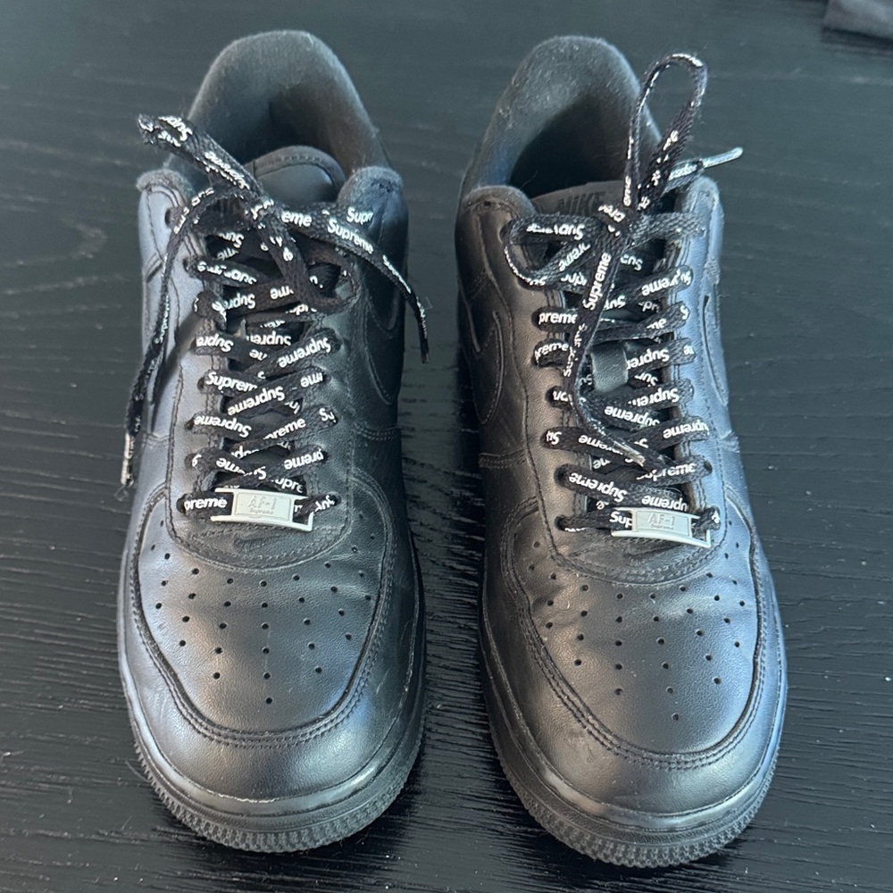 Supreme Black Leather Men's Sneakers